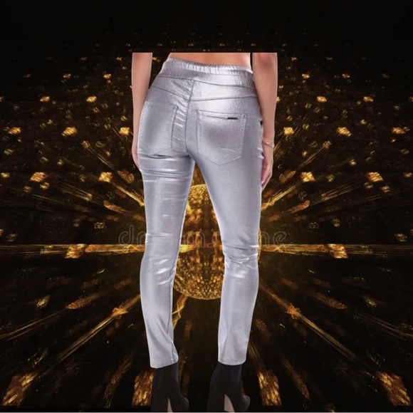 Juicy Couture Silver Track Pants with Metallic Finish NWT Size 2 - Picture 2 of 5